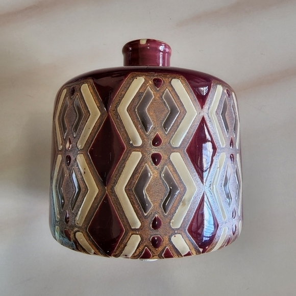 Boho Tribal Pattern Round Vase Deco Bohemian - Picture 2 of 7